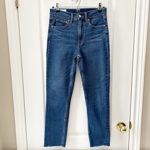 GAP High Rise Cigarette Jeans Slim Straight Leg Dark Indigo Blue Denim Size 26 - Picture 5 of 16